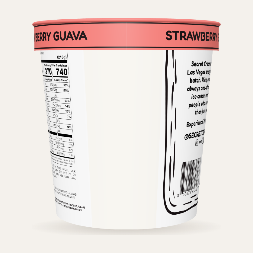 Secret Creamery Strawberry Guava — High Protein 16 oz pint — high protein ice cream (30g protein) — back