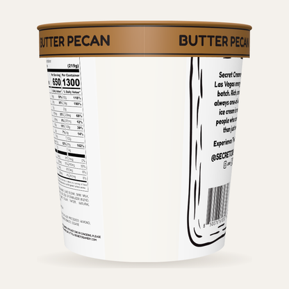 Secret Creamery Butter Pecan 16 oz pint — super premium ice cream — back
