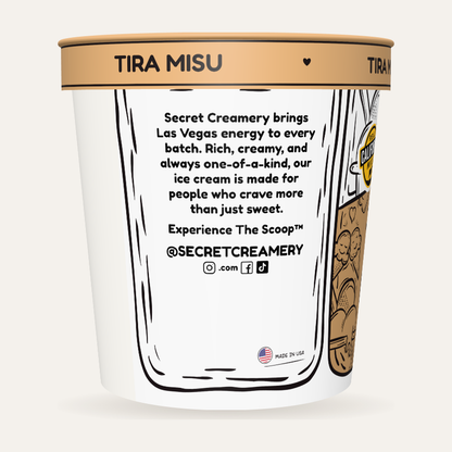 Secret Creamery Tiramisu — High Protein 16 oz pint — high protein ice cream (30g protein) — story side