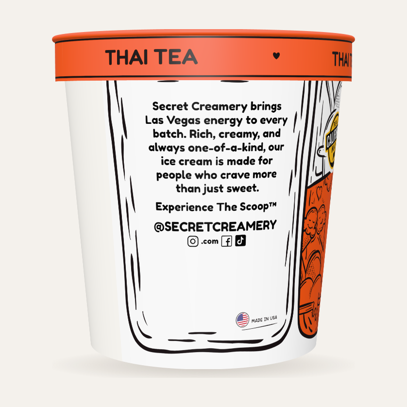 Secret Creamery Thai Tea — High Protein 16 oz pint — high protein ice cream (30g protein) — story side