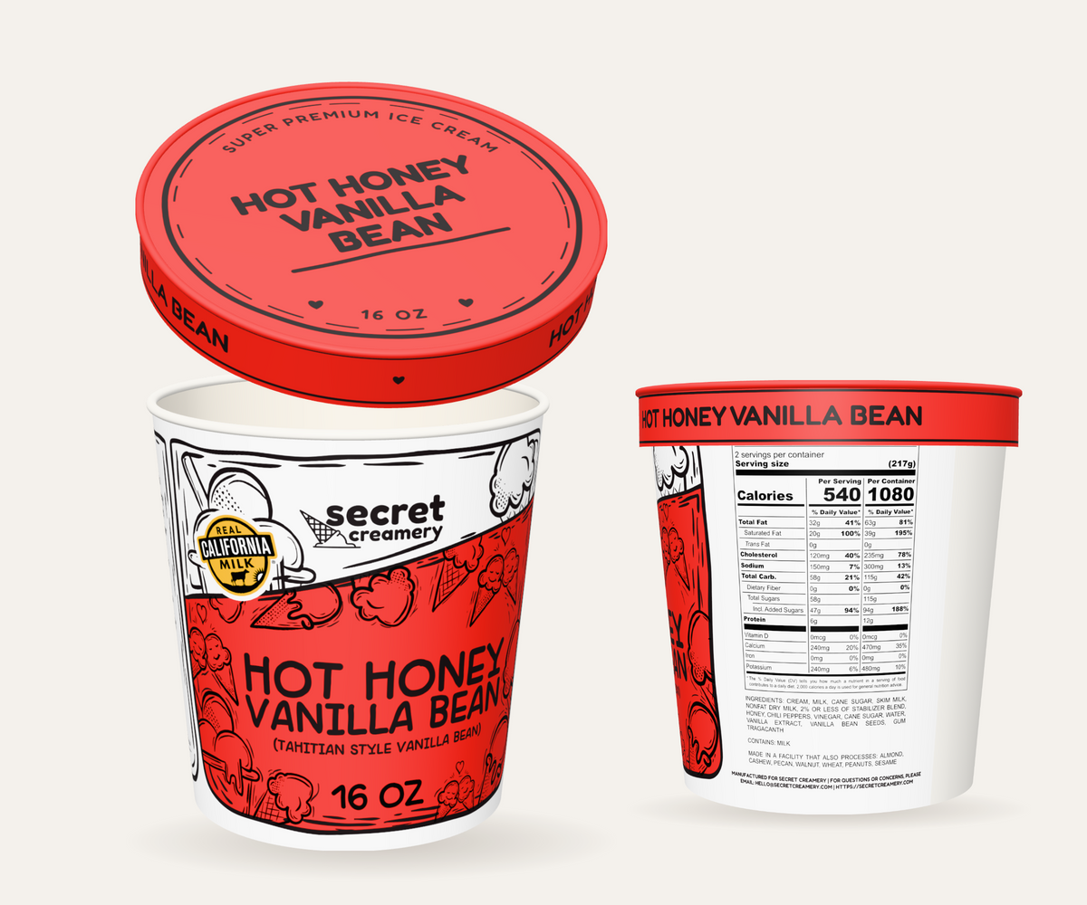 Secret Creamery Hot Honey Vanilla Bean 16 oz pint — super premium ice cream — multi-view