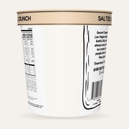 Secret Creamery Salted Caramel Crunch 16 oz pint — super premium ice cream — back