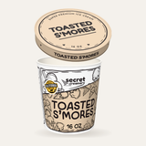 Secret Creamery Toasted S'mores 16 oz pint — super premium ice cream — lid off