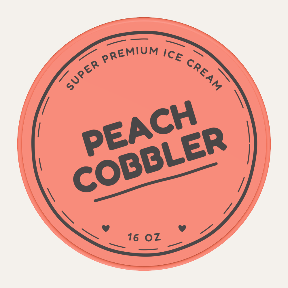 Secret Creamery Peach Cobbler 16 oz pint — super premium ice cream — top