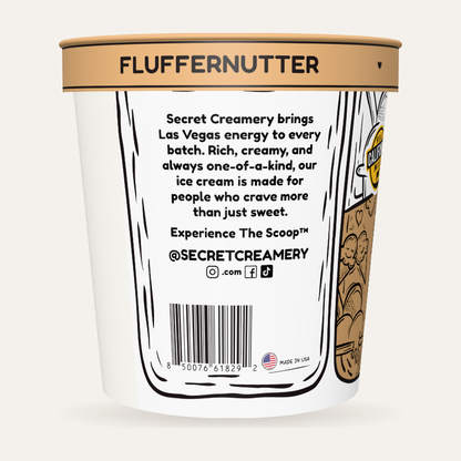 Secret Creamery Fluffernutter 16 oz pint — super premium ice cream — story side