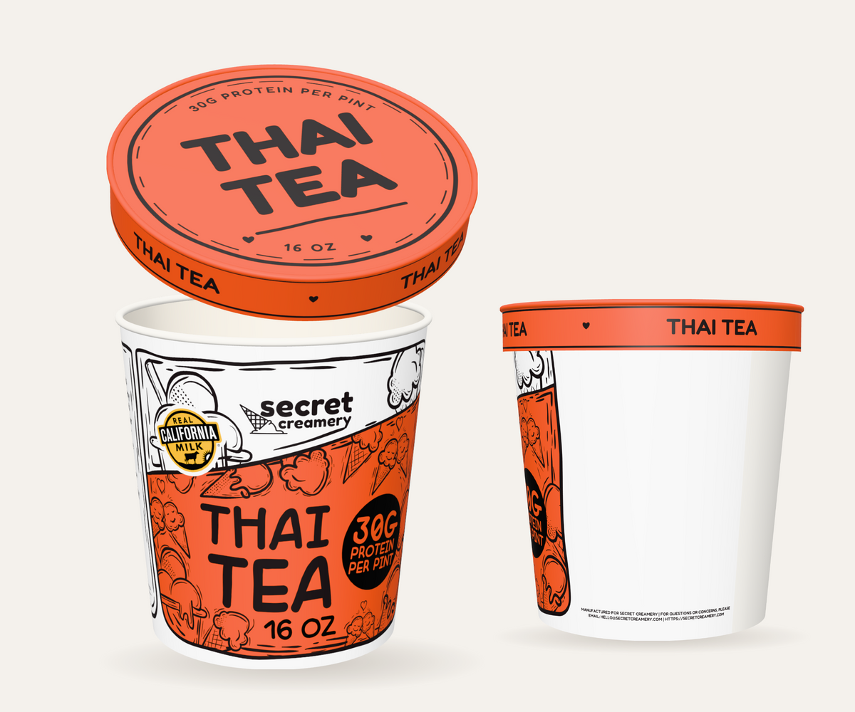 Secret Creamery Thai Tea — High Protein 16 oz pint — high protein ice cream (30g protein) — multi-view