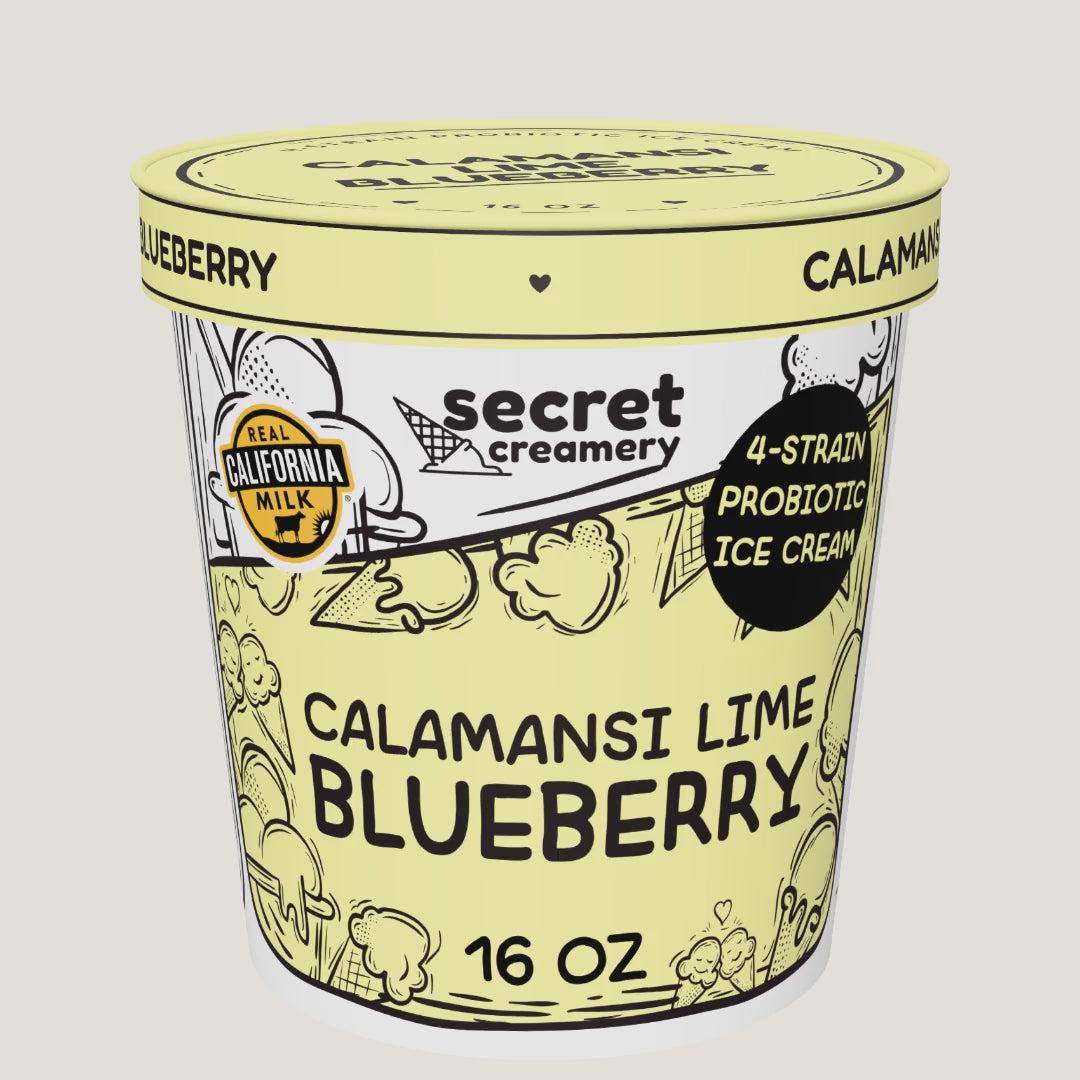 Secret Creamery Calamansi Lime Blueberry Probiotic pint — 360° view