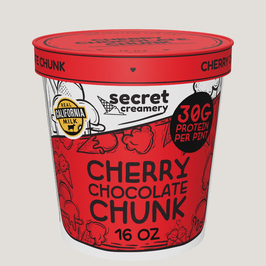 Secret Creamery Cherry Chocolate Chunk High Protein pint — 360° view