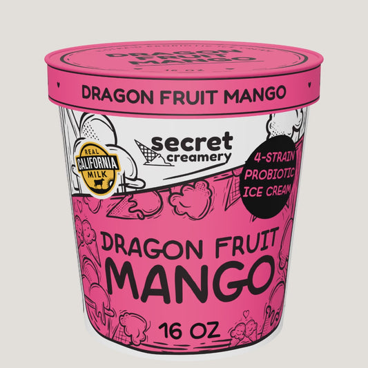 Secret Creamery Dragon Fruit Mango Probiotic pint — 360° view